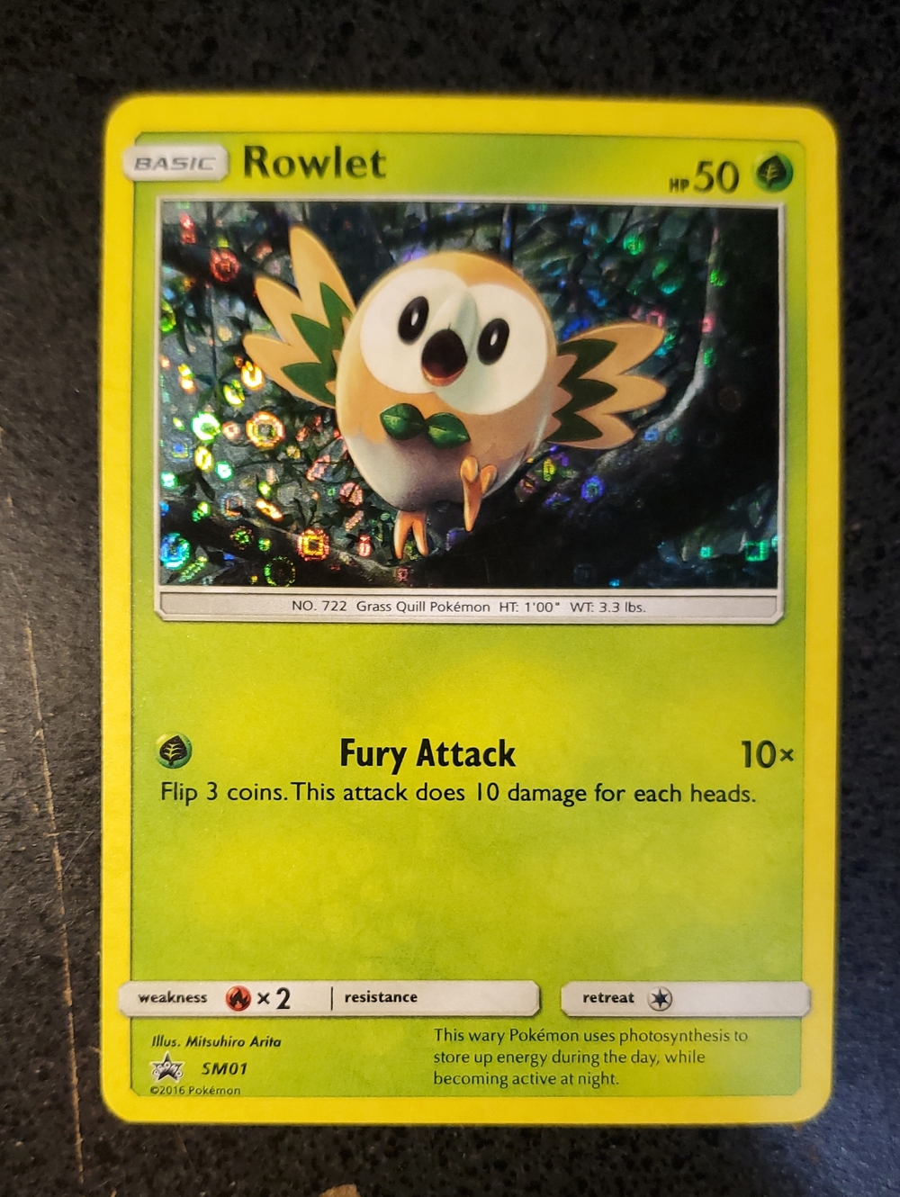 Rowlet Holo Trading Card - Green